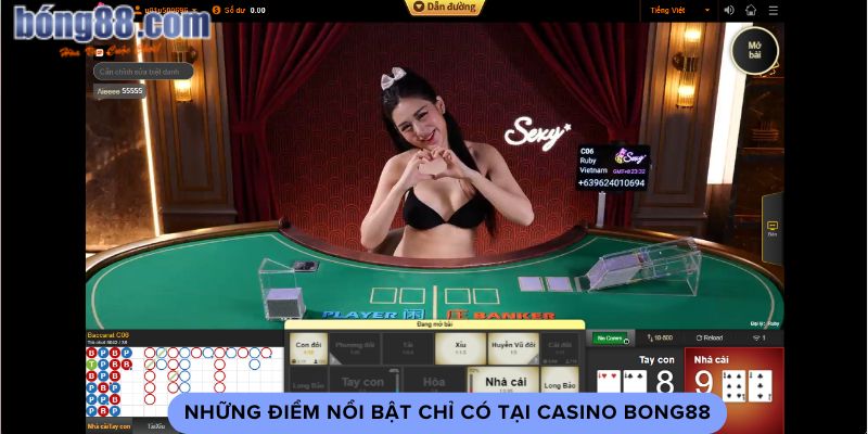Những điểm nổi bật chỉ có tại casino bong88 Những điểm nổi bật chỉ có tại casino bong88